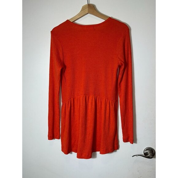 T.La Anthropologie Ribbed Tangerine V-Neck Tunic Top Size S Small Womens - Picture 6 of 9